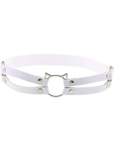 Garters & Garter Belts Women Gothic PU Leather Elastic Garter Belt Thigh Rock - White - CN190N3NZEO $14.63