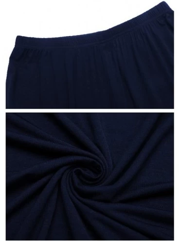 Sets Pajamas Set for Women 2 Piece Pjs Short Sleeve Shirts Long Pants Soft Sleepwear Set - Navy Blue - CA190878ISD $26.63
