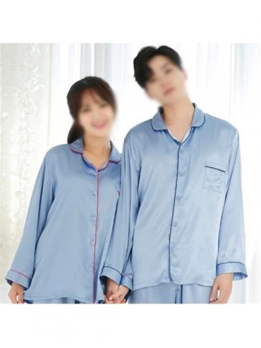 Sleep Sets Couple Pajamas Suit Silk Pajamas Spring and Autumn Long-Sleeved Home Service Suits (Mens- Size XL) - Mens - CS194X...