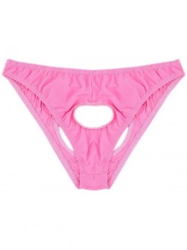 Briefs Men's Ice Silk Underwear Before and After Hollow Out Underwear Briefs - Pink - CB1922ORTDZ $9.09