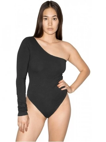Shapewear Women's Cotton Spandex One Sleeve Bodysuit - Black - C9196CW24MA $28.83