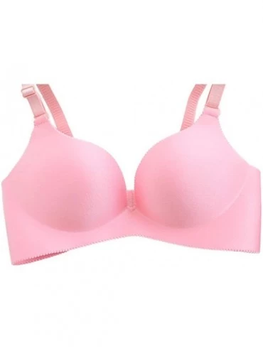 Bras Women Sexy Push up Bra Brassiere Seamless Padded Wire Free Bras Adjustable Shoulder Strap Underwear - Pink - CZ18RLMEX2X...