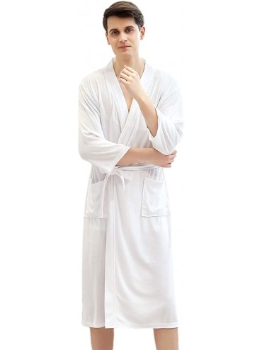 Robes Men Robes Kimono Bathrobe Spa Summer Pajamas Loungewear Sleepwear - White - C7193G8OCAG $49.17