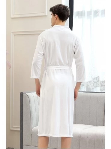 Robes Men Robes Kimono Bathrobe Spa Summer Pajamas Loungewear Sleepwear - White - C7193G8OCAG $18.79