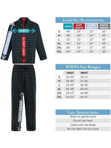 Sleep Sets Men's Lightweight Flannel Pajamas- Long Cotton Pj Set - Midnight Blue With White Piping - CO122BUAPJX $35.09