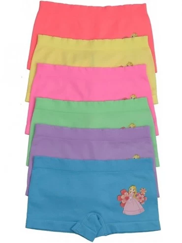 Bras Girls's Junior Teen Pack of 6 Comfortable Seamless Stretch Boyshorts Underwear - Blossom Princess - CE12CP8M3ZB $16.76