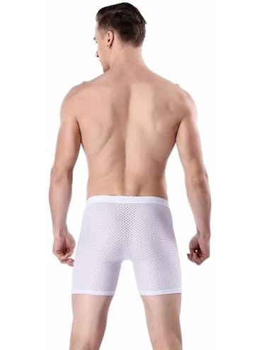Boxer Briefs Men's Sports Panties Lengthen Ice Wire Eyes Sexy Breathable Boxer Briefs Running Anti-wear Legs Pants - White - ...