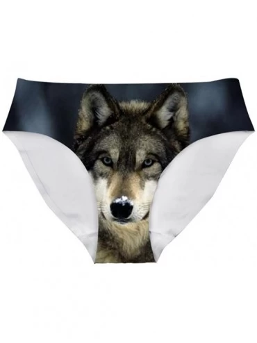 Panties Sexy Women Underwear Briefs Breathable Hipster Panty White Alpaca Print - Wolf - CF18G4EGG4M $24.30
