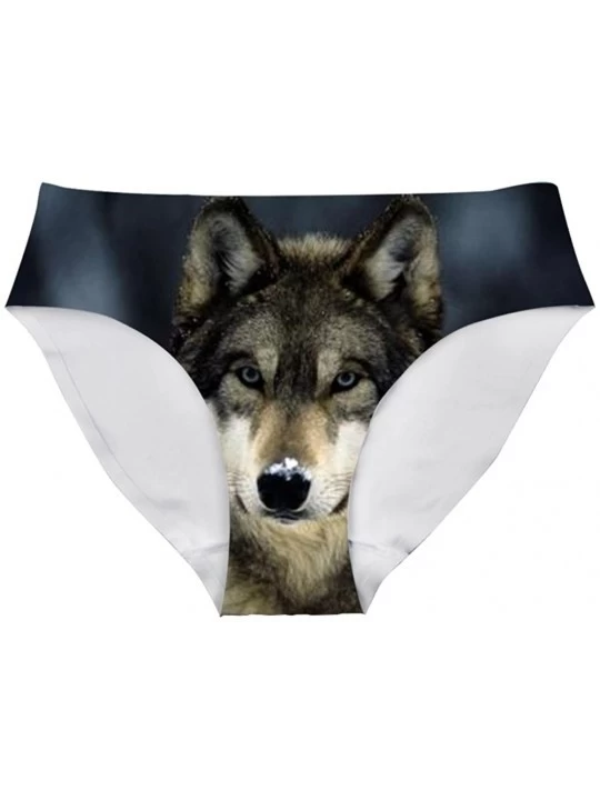 Panties Sexy Women Underwear Briefs Breathable Hipster Panty White Alpaca Print - Wolf - CF18G4EGG4M $11.99