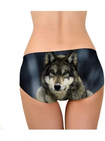 Panties Sexy Women Underwear Briefs Breathable Hipster Panty White Alpaca Print - Wolf - CF18G4EGG4M $11.99