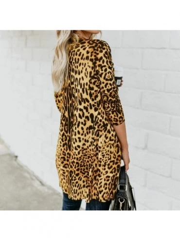 Thermal Underwear Womens Leopard Print Coat Long Sleeve Jacket Fashion Sexy Cardigan - Brown - C718IOTU7N2 $30.46