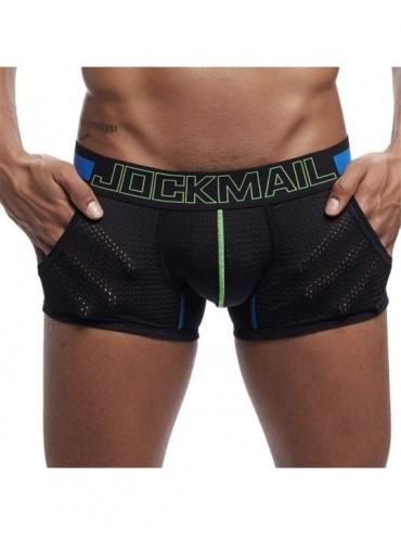 Boxers Men Underwear Boxers Sides Mesh Pockets Mesh Male Panties Shorts - Black - CH18Z28S0QK $19.70