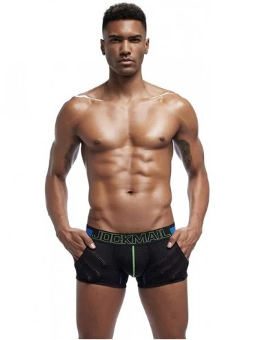 Boxers Men Underwear Boxers Sides Mesh Pockets Mesh Male Panties Shorts - Black - CH18Z28S0QK $8.48