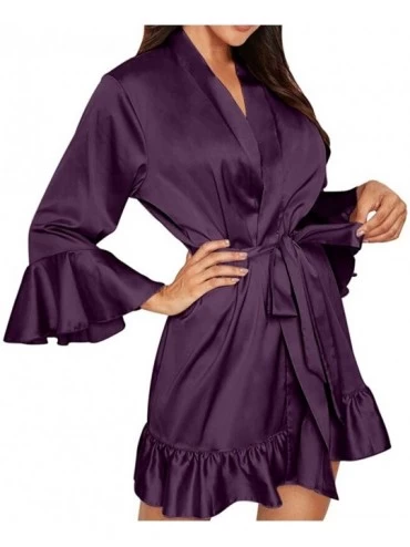 Baby Dolls & Chemises Women Sexy Lace Lingerie Nightwear Underwear Sleepwear Pajamas - Purple - CG198OE736Q $29.88