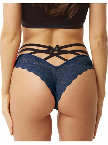 Panties Sexy Strappy Lace Panties - Blue - CB18UYC8RS2 $20.74