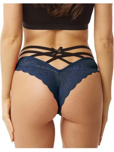 Panties Sexy Strappy Lace Panties - Blue - CB18UYC8RS2 $19.46