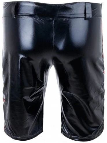 Boxers Sexy Men Patent Leather Shorts Wetlook Boxer Briefs Underpants Short Pants - Black - CI12O2N1YY6 $17.65
