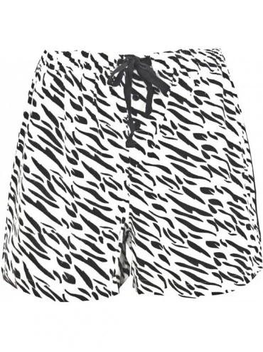 Bottoms Women's Cotton Flannel Pajama Sleepwear Lounge Boxer Shorts Zebra Print - White - CU116RU5NB5 $27.37
