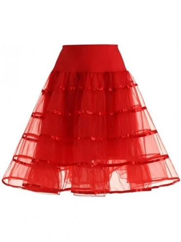 Slips Women's Underskirt Petticoat Underskirt Vintage Dress One Size Organza Skirt Petticoat Wedding Dress Tutu Skirt - C-red...