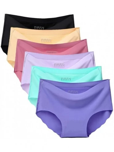 Panties 6 Pack Women Seamless Mid-Rise Panties Breathable No Show Invisible Soft Underwear - 6 Colors - CV18WEL8X4H $40.01