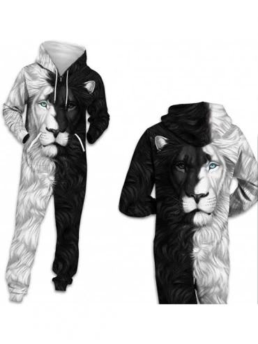 Sleep Sets Unisex Adult Fashion Romper Onesie Hooded 3D Printed Zipper Jumpsuits - Bes026 - C018Y6WD6CH $43.41