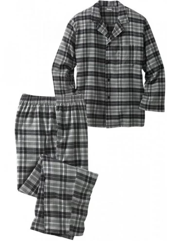 Sleep Sets Men's Big & Tall Plaid Flannel Pajama Set Pajamas - Black Plaid (5170) - CX18L2AL26Z $31.23