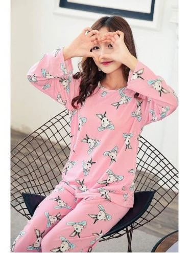 Sets Women Pajamas Cute Striped Bear Sleepwear Long Sleeve Stripes Loungewear - Red Squirrel - C018YIL2KG3 $15.16