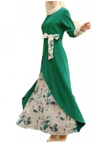 Robes Womens Trible Retro Robes Muslim Maxi Long Dress - Green - C718ASKW2QN $38.84