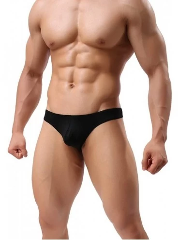 G-Strings & Thongs Hot Men's Thong Underwear- No Visible Lines- Men's Thong G-String Undies. - Black - C718SWO4U90 $10.36