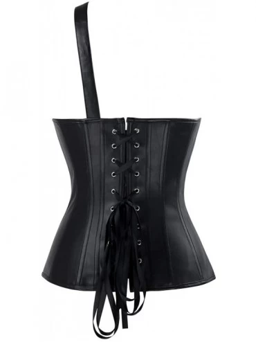 Bustiers & Corsets Women's Steampunk Retro Gothic Faux Leather Bustier Corset with Straps - Black - CJ18G46E50N $45.78