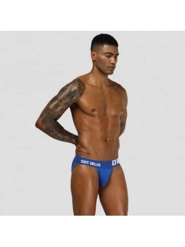 Briefs Men's Bulge Pouch Nylon + Cotton Bikinis Breathable Low Rise Briefs Underwear - Blue - C618XRKU82X $12.40