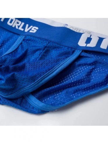 Briefs Men's Bulge Pouch Nylon + Cotton Bikinis Breathable Low Rise Briefs Underwear - Blue - C618XRKU82X $12.40
