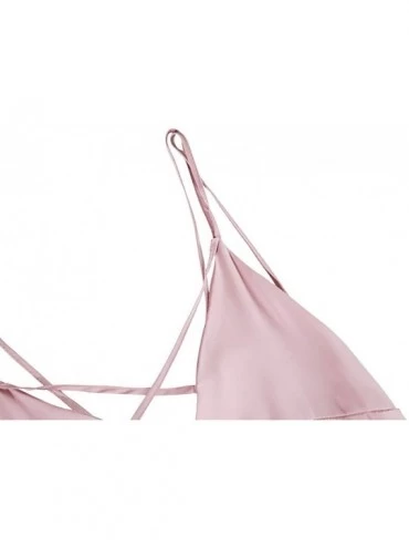 Robes 2020 Women Satin Silk Pajamas Chemise Nightgown Sexy Full Slips Sleepwear - Pink - C5199SD34MK $13.89