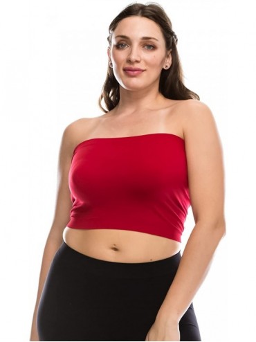 Camisoles & Tanks Women's Plus Size Bandeau - Basic Strapless Seamless Stretchy Tube Top- UV Protective Fabric UPF 50+ (Made ...