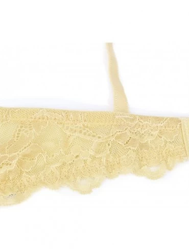 Bras Women's Lace Bra Beauty Sheer Sexy Bra Non Padded Underwired Unlined Bra - Yellow - CQ18OQD4NG0 $16.06