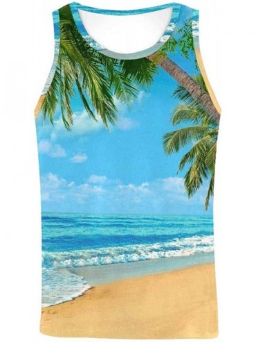 Undershirts Men's Muscle Gym Workout Training Sleeveless Tank Top Beach Chair in The Field - Multi5 - CJ19DW756L5 $56.39