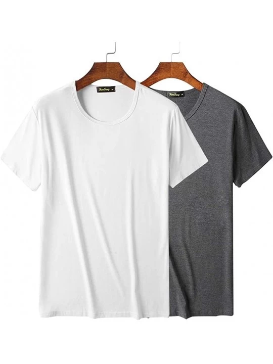 Undershirts 2 Pack Breathable White Undershirts for Men 95% Bamboo Fiber Soft Underwear Round Neck Ropa Interior Hombre Summe...