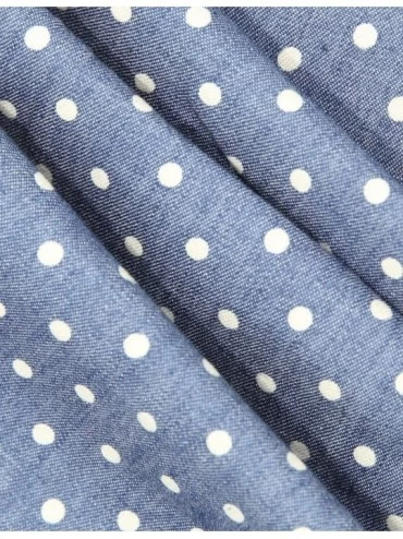 Bottoms Soft Denim Cotton Women Pajama Capri Lounge Pants with Pockets - Dots - CF18RYD0IEX $17.26