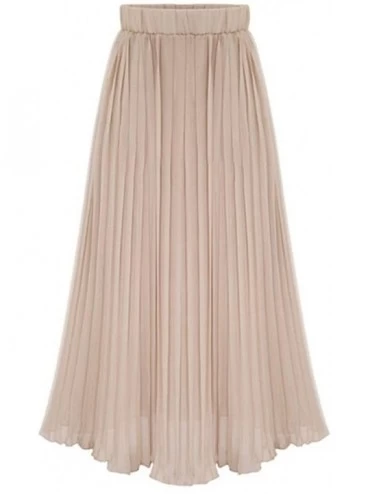 Slips Women's Ankle Length Petticoats Adjustable Waist Half Slips Accordion Dress - Apricot - CU198UCLURZ $43.22