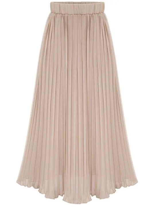 Slips Women's Ankle Length Petticoats Adjustable Waist Half Slips Accordion Dress - Apricot - CU198UCLURZ $23.68