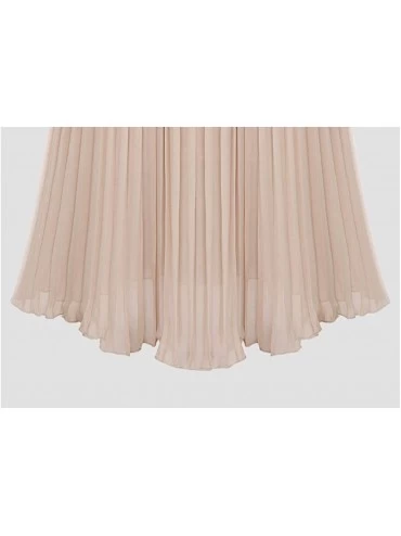 Slips Women's Ankle Length Petticoats Adjustable Waist Half Slips Accordion Dress - Apricot - CU198UCLURZ $23.68