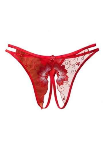 Panties Women Thong Sexy Panties Thong Lace Pants Ladies Briefs Underwear - Underwear Tops and Pants for Womans Red One Size ...