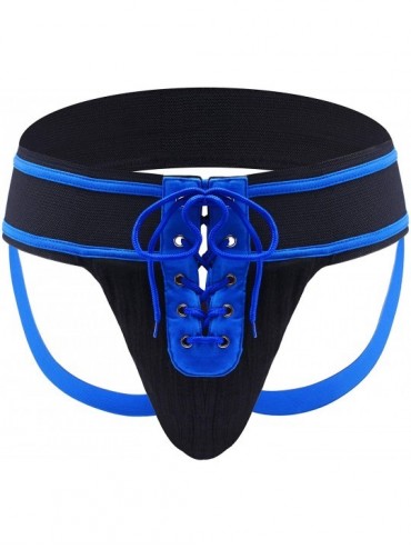 G-Strings & Thongs Men's Sexy Lace Up Jockstrap Athletic Supporter Sport Underwear - Blue - CK195AL6DUY $29.41