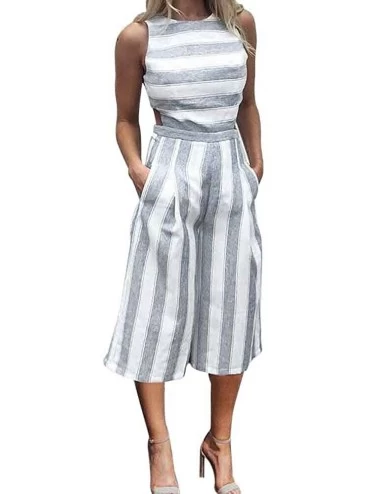 Sets Womens Jumpsuit Strappy V Neck Bandage Loose Playsuit Party - White 02 - C0195AOIUI0 $25.60