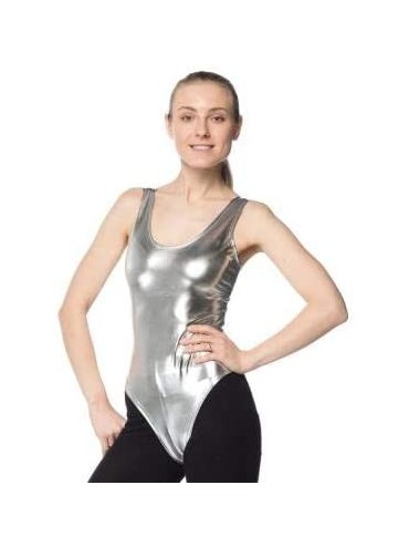 Shapewear Women's Classic Tank Metallic Leotard - Stretchy Knit Full Coverage One Piece Bodysuit for Ladies - Silver - CZ18WQ...