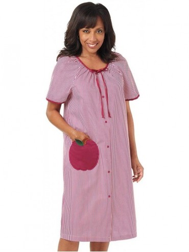 Nightgowns & Sleepshirts Patch Pocket Duster - Apple - C818HCIQ9X9 $26.62