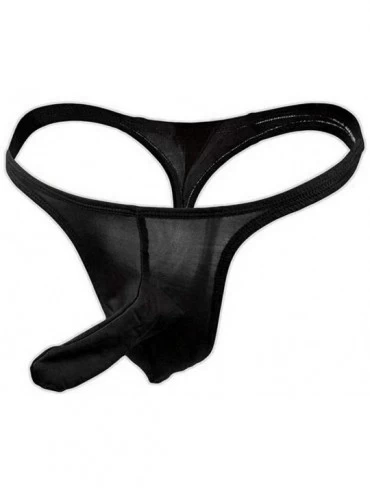 G-Strings & Thongs Men's Solid G-string T-back Thong Briefs Underwear- Men's Hot Thong G-String Undie- No Visible Lines. - Bl...