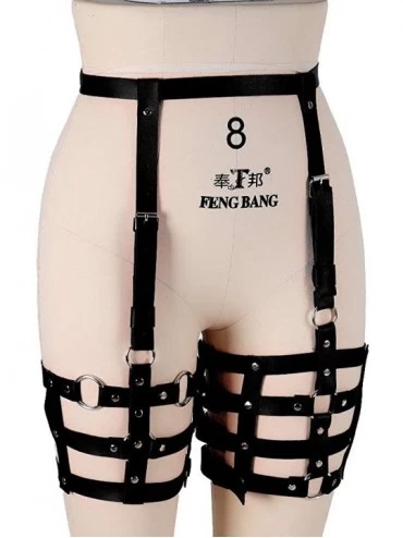 Garters & Garter Belts Women's Punk Leather Harness Garter Belt Adjustable Waist Leg Cincher Cage Belt Body Harness Lingerie ...