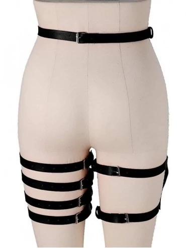 Garters & Garter Belts Women's Punk Leather Harness Garter Belt Adjustable Waist Leg Cincher Cage Belt Body Harness Lingerie ...