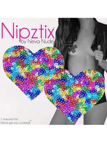Accessories Flip and Sparkle Sequin Heart Nipztix Pasties Nipple Covers Medical Grade Adhesive Waterproof Made in USA - Unipo...